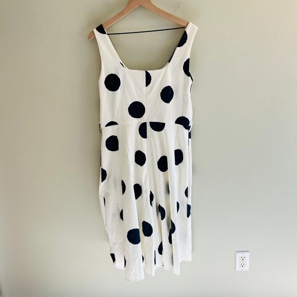 Boden Winifred Dress Womens Size 12 Cream Navy Blue Dot Midi Fit Flare Cotton - Picture 10 of 14